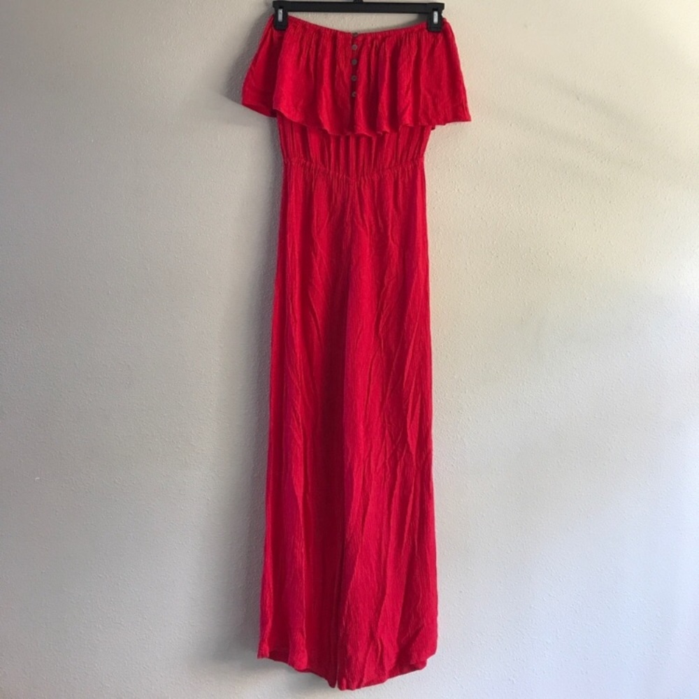 cleobella red strapless  jumpsuit